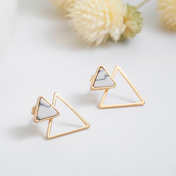 Lulu's "Triangular Infatuation" Marble Earrings - Picture 5 of 8